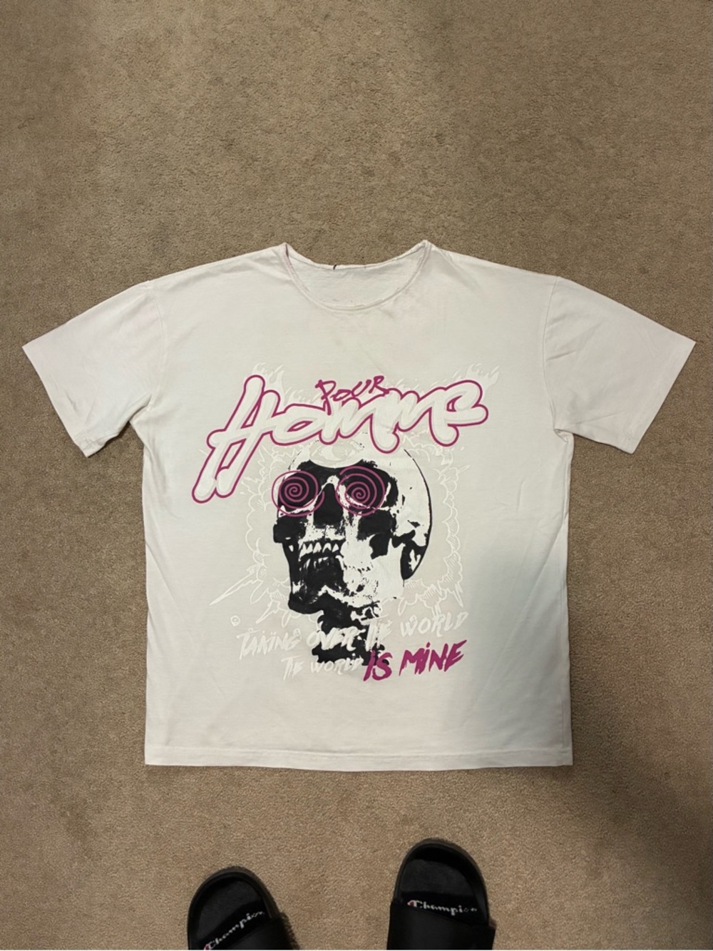 Graphic Skull Tee with Pink Accents